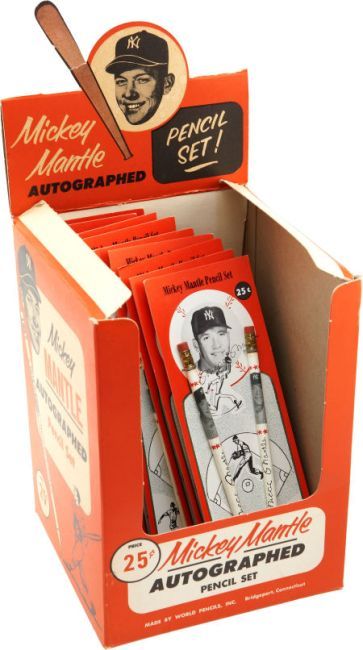 1959 Mickey Mantle Autographed Pencil Set